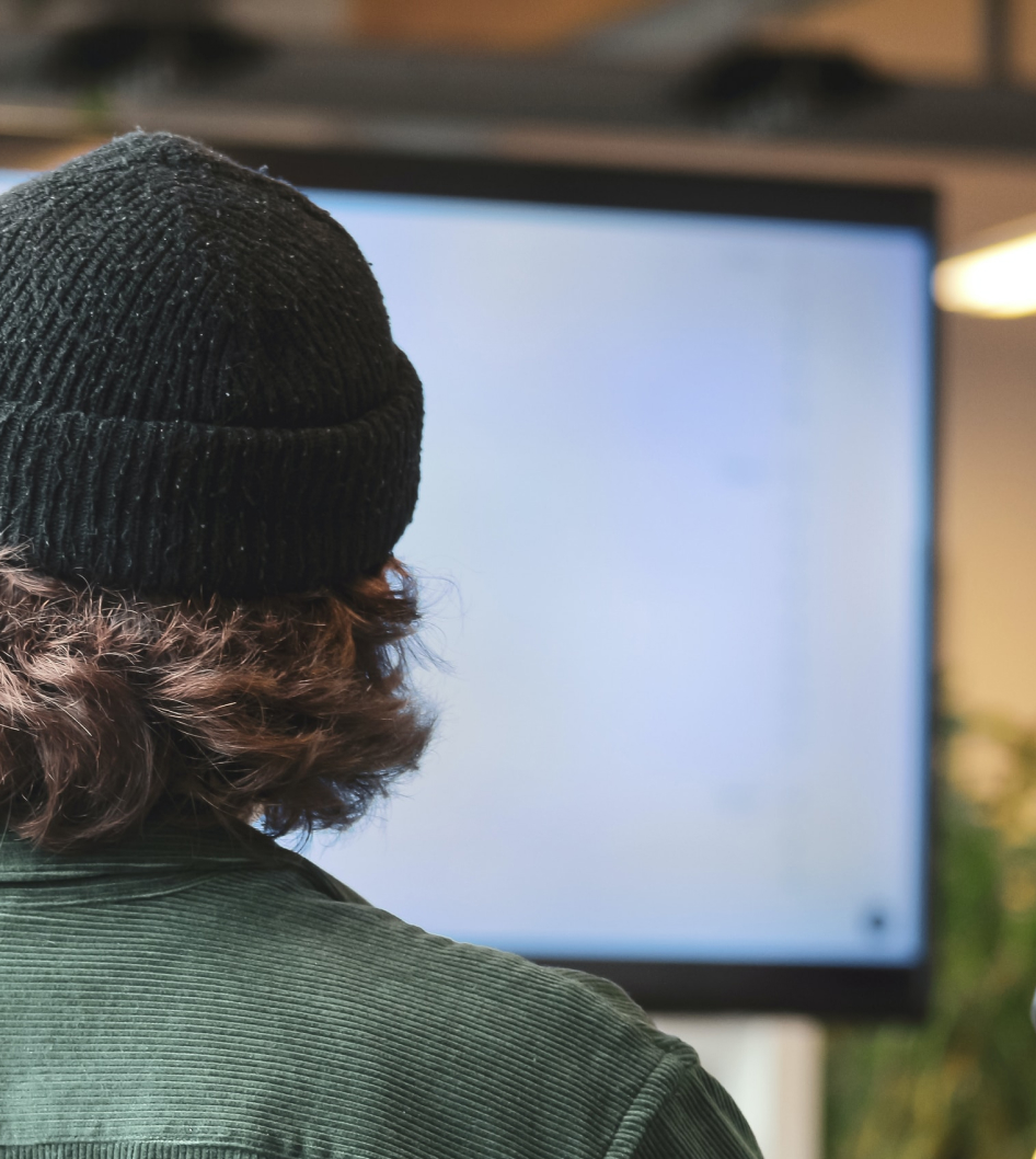 Interactive kiosk man using