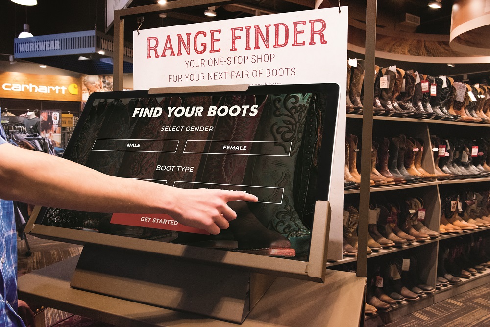 Interactive kiosk boot finder